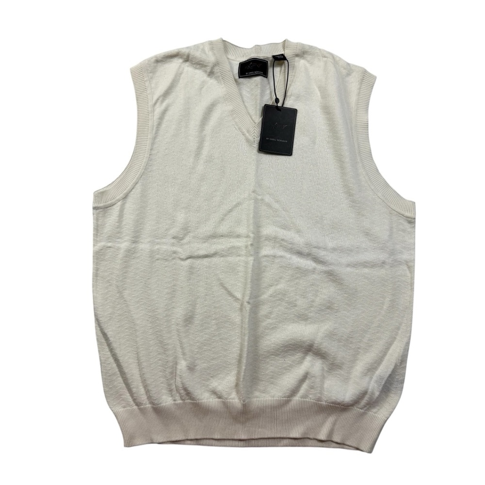 NWT Greg Norman Sweater Vest Cream/Off-White Texture Knit – 100% Cotton Medium